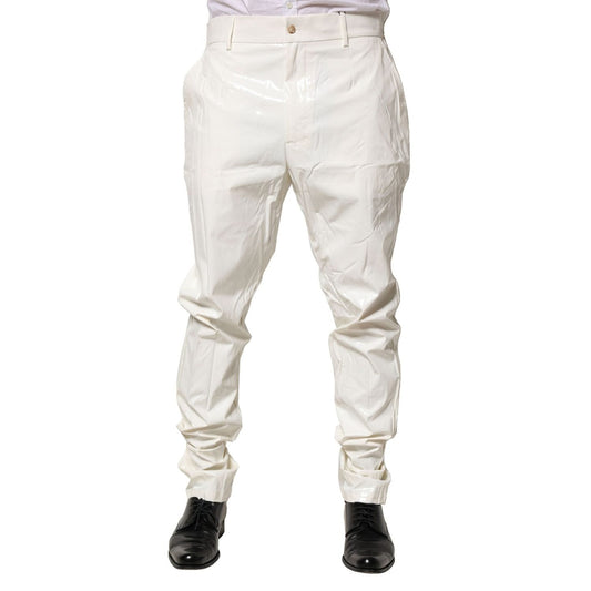 Dolce & Gabbana White Nylon Tapered Dress Men Pants PAN76447-46