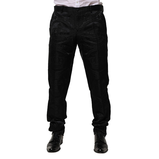 Dolce & Gabbana Black Cotton DG Crown Dress Pants PAN76468-52
