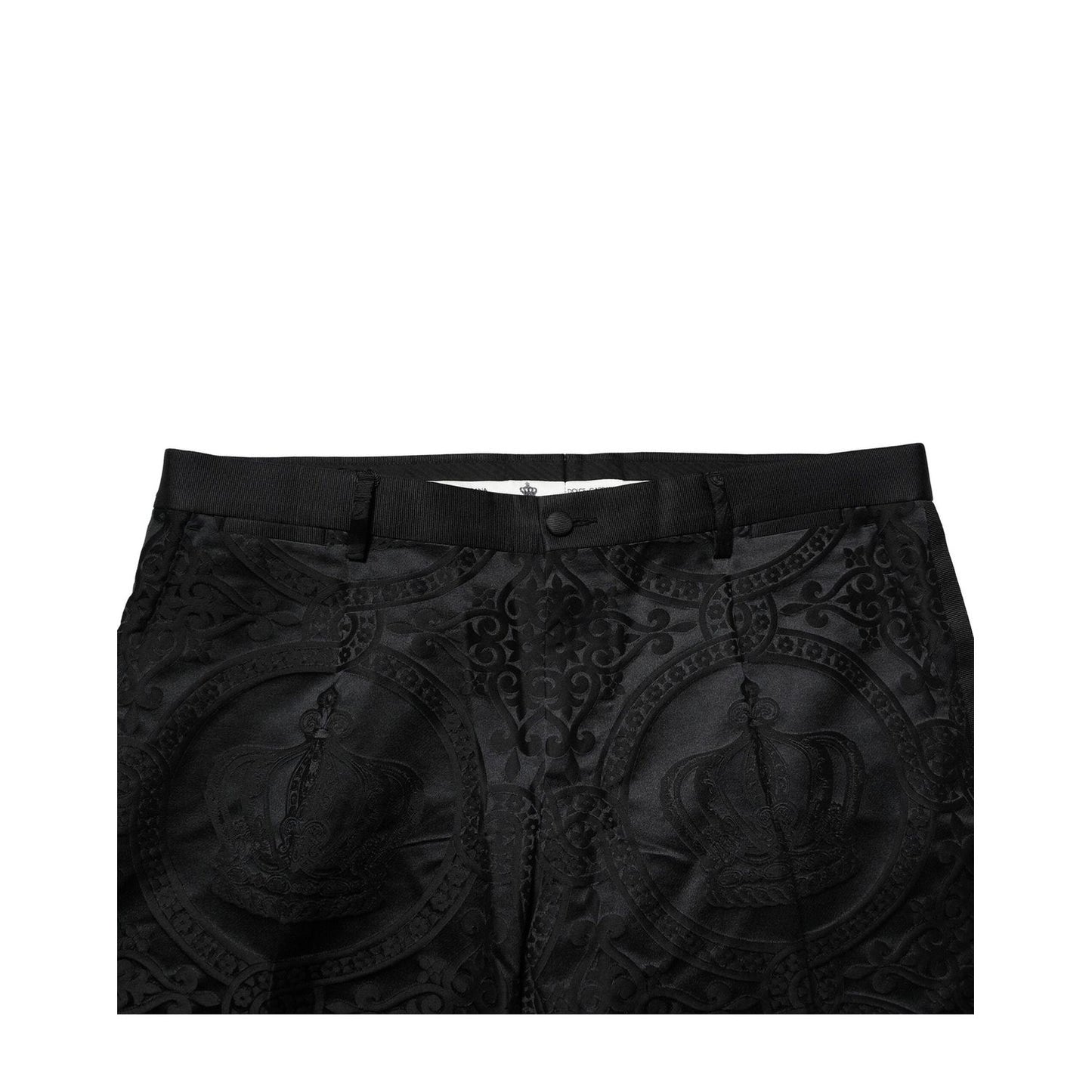 Dolce & Gabbana Black Cotton DG Crown Dress Pants PAN76468-52