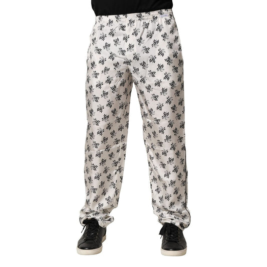 Dolce & Gabbana White Floral Silk Casual Lounge Pants PAN76472-3