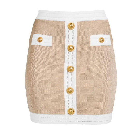 Balmain Beige Viscose Skirt BA-15451-IT38|XS