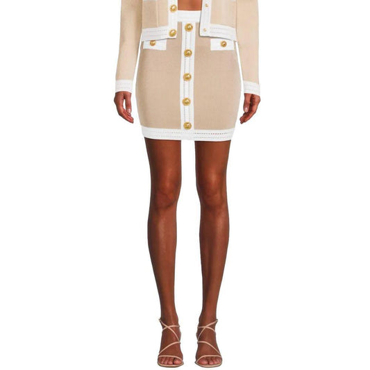 Balmain Beige Viscose Skirt BA-15451-IT38|XS