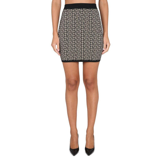 Balmain Black Viscose Skirt BA-15456-IT38|XS