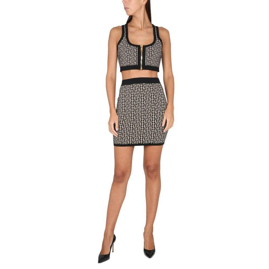 Balmain Black Viscose Skirt BA-15456-IT38|XS