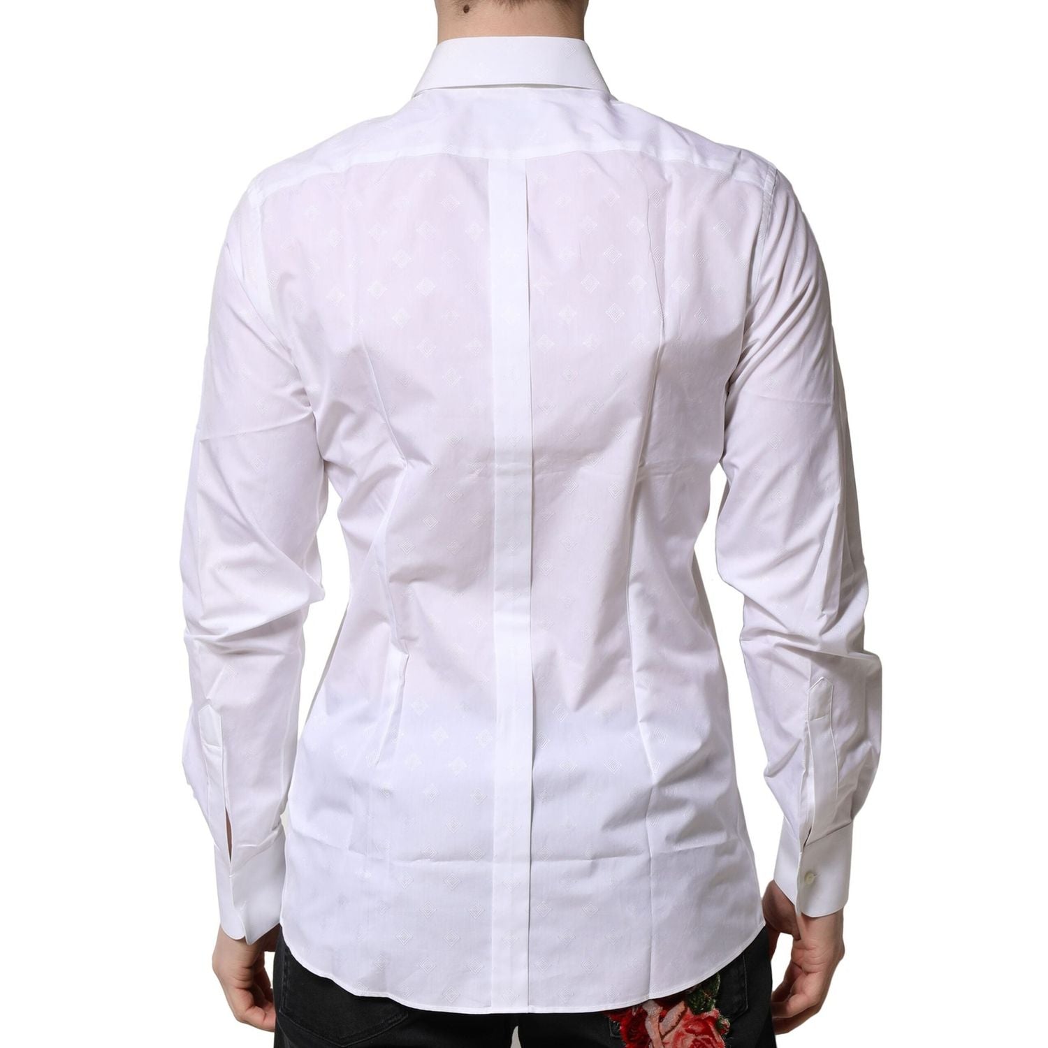 Dolce & Gabbana White Bib Cotton Poplin GOLD Formal Shirt