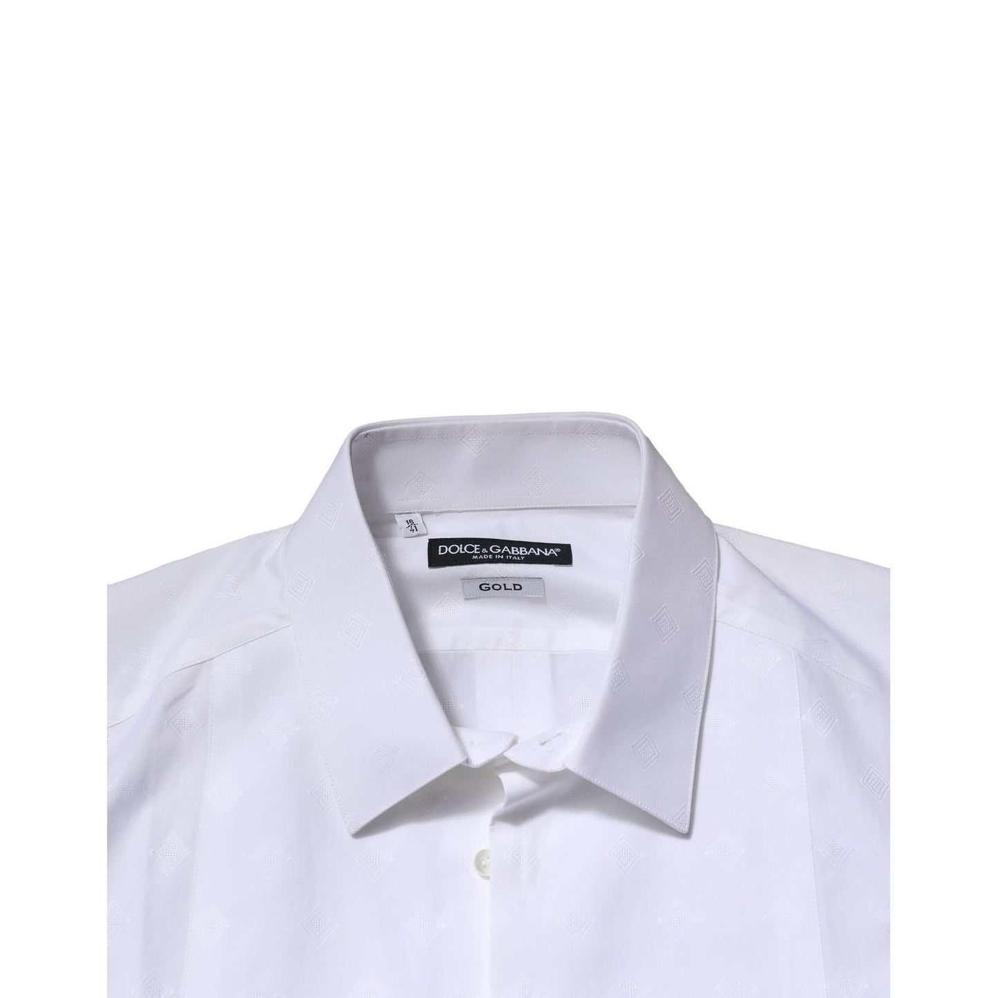 Dolce & Gabbana White Bib Cotton Poplin GOLD Formal Shirt
