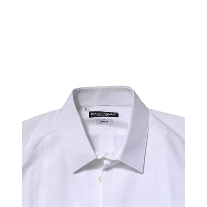 Dolce & Gabbana White Bib Cotton Poplin GOLD Formal Shirt
