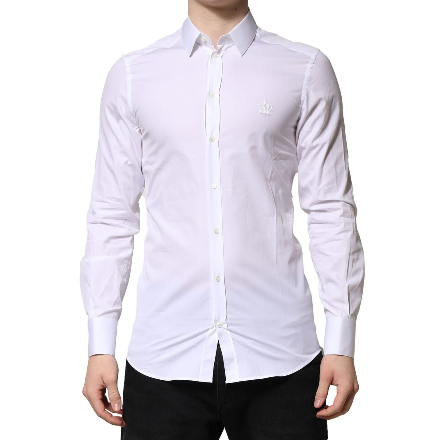 Dolce & Gabbana White GOLD Long Sleeves Men Dress Formal Shirt