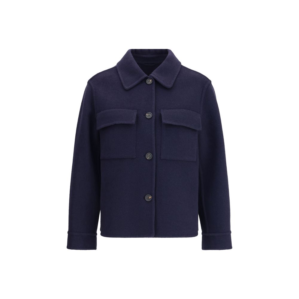 Brunello Cucinelli Blue Fleece Wool Coat