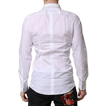 Dolce & Gabbana White Cotton GOLD Long Sleeves Formal Shirt