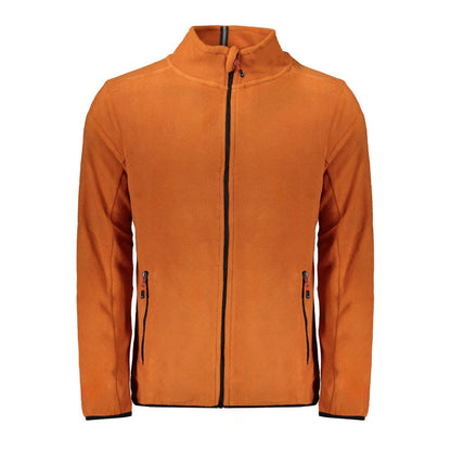 Norway 1963 Brown Polyester Men Sweater with zip pockets and embroidery, stylish and versatile long sleeve fleece sweatshirt for men.