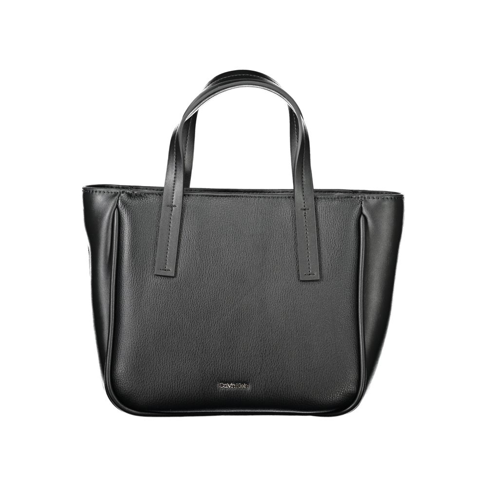 Calvin Klein Black Polyethylene Women Handbag with two handles and adjustable shoulder strap