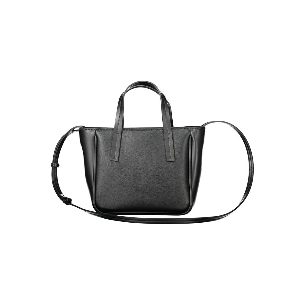 Calvin Klein Black Polyethylene Women Handbag with adjustable strap, two handles, and zip closure for secure, stylish carrying.