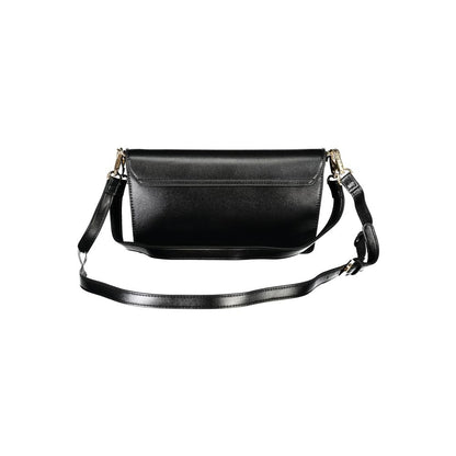 Mario Valentino Black Polyethylene Women Handbag with adjustable strap and dual compartments
