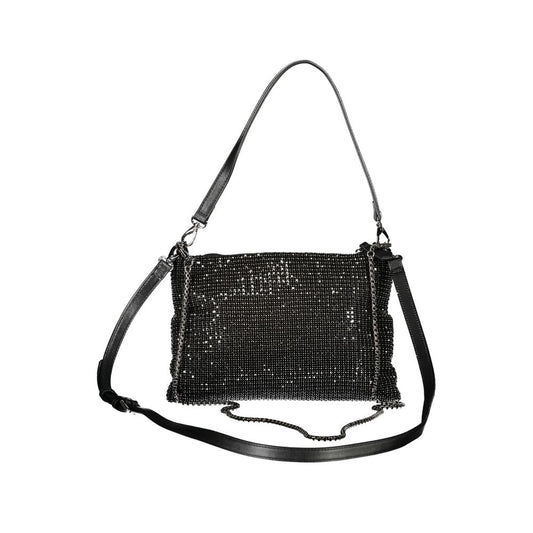 Mario Valentino Black Polyester Women Handbag with Rhinestone Details VA-34742