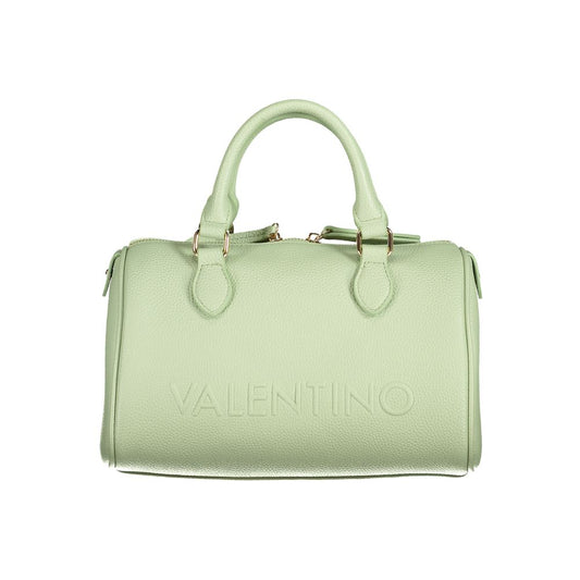 Alt Tag: Mario Valentino Green Polyethylene Women Handbag featuring two handles and detachable shoulder strap.