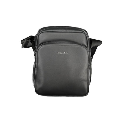 Calvin Klein Black Polyester Men Shoulder Bag with adjustable strap and exterior pocket, showcasing a sleek design and iconic logo.