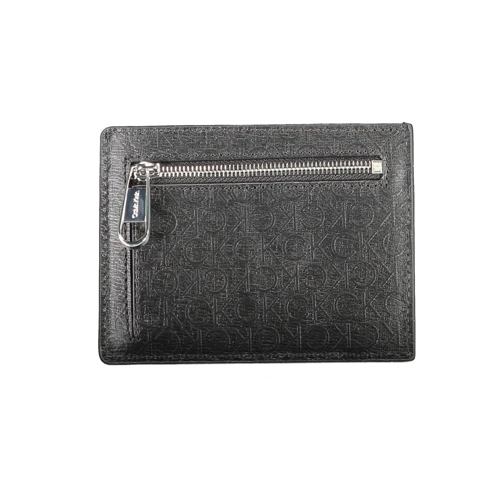 Calvin Klein Black Polyester Men Wallet with RFID blocking, featuring sleek design and a central pocket with handle holder.