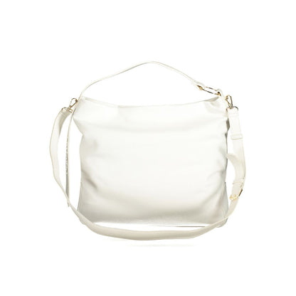 Mario Valentino White Polyethylene Women Handbag with handle and adjustable strap, sustainable luxury fashion accessory in pristine white.