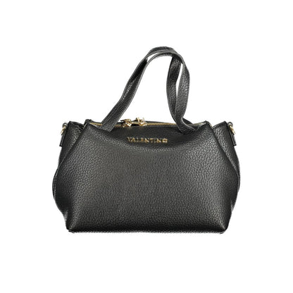 Mario Valentino Black Polyethylene Women Handbag with dual handles, adjustable strap, and elegant design.