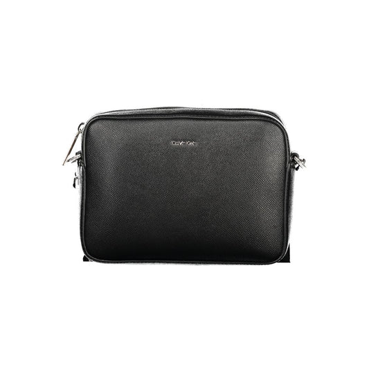 Calvin Klein Black Polyethylene Women Handbag with adjustable strap and internal pocket, featuring logo and secure zip closure.