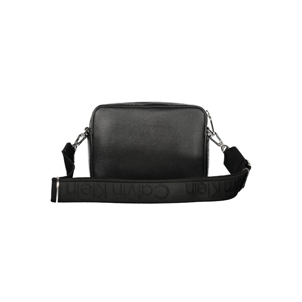 Calvin Klein Black Polyethylene Women Handbag with adjustable strap and branded logo