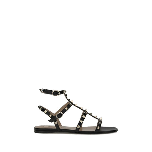 Valentino Garavani Black Calf Leather Bos Taurus Sandals