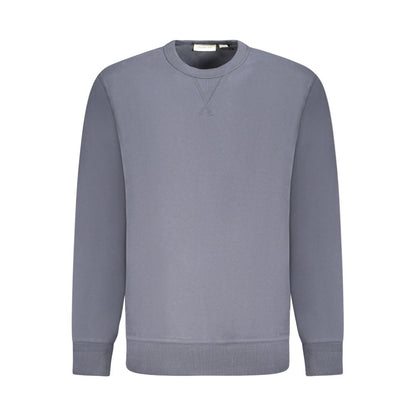 Calvin Klein Blue Cotton Men Sweater with crew neck and iconic logo, crafted from premium 95% regenerative cotton for ultimate comfort and style.