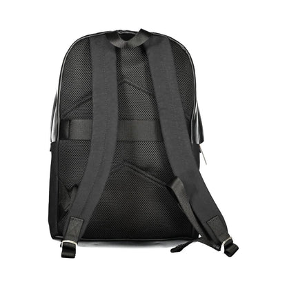 Back view of Calvin Klein Black Polyester Men Backpack with adjustable straps and padded design.