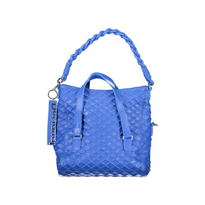 Desigual Blue Polyethylene Women Handbag with contrasting details and removable handles for versatile style.