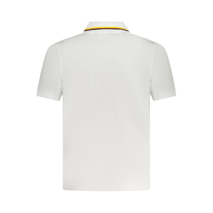 K-WAY White Cotton Polo Shirt with short sleeves, two buttons, and contrasting details, featuring a logo application on the back view.