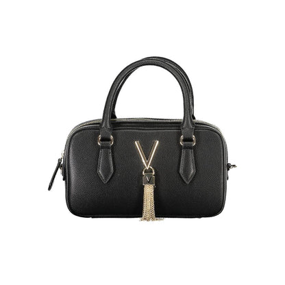 Mario Valentino Black Polyethylene Women Handbag with dual handles and tassel detail