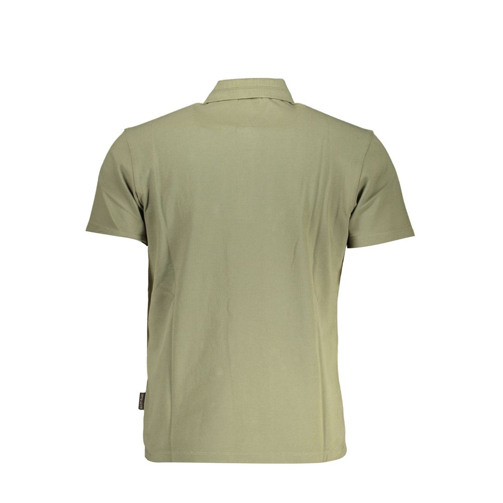 Napapijri Green Cotton Men Polo Shirt, back view showing regular fit and collar design, ideal for casual wardrobe enhancement.