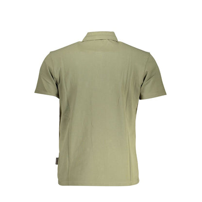 Napapijri Green Cotton Men Polo Shirt, back view showing regular fit and collar design, ideal for casual wardrobe enhancement.