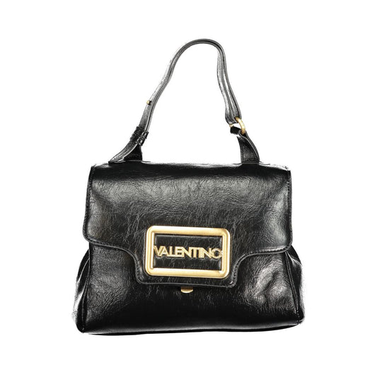 Mario Valentino Black Polyethylene Women Handbag with adjustable handle and logo accent