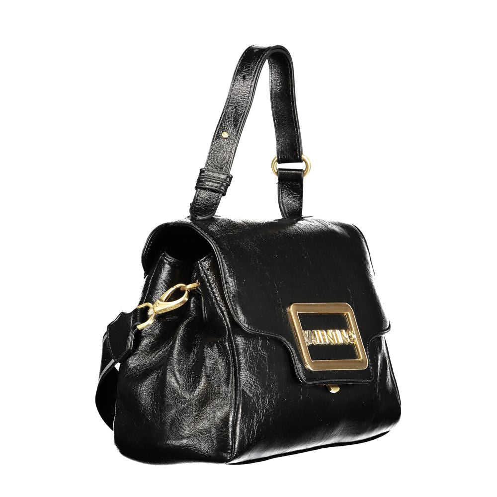 Mario Valentino Black Polyethylene Women Handbag with adjustable handle and detachable strap