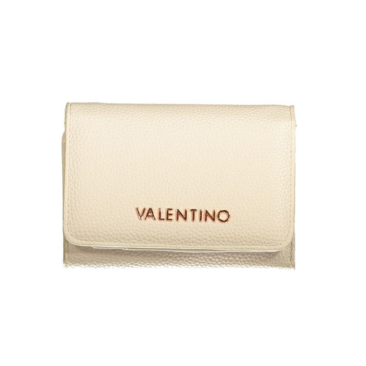 Mario Valentino Beige Polyethylene Wallet with logo, 3 compartments, coin purse, card spaces, zip and automatic closure, recycled material.