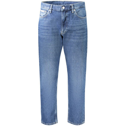 Calvin Klein Blue Cotton Men Jeans with classic five pockets and stylish washed effect.