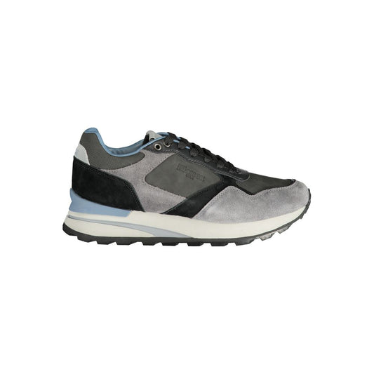 Blauer Gray Polyethylene Men Sneaker with stylish laces and premium materials, featuring a removable footbed and Blauer logo.