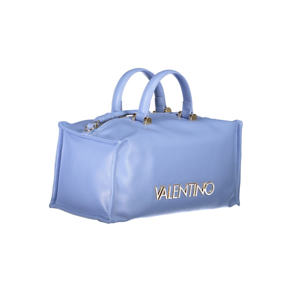 Mario Valentino Light Blue Polyethylene Women Handbag with dual handles and zip closure, perfect for style and versatility.