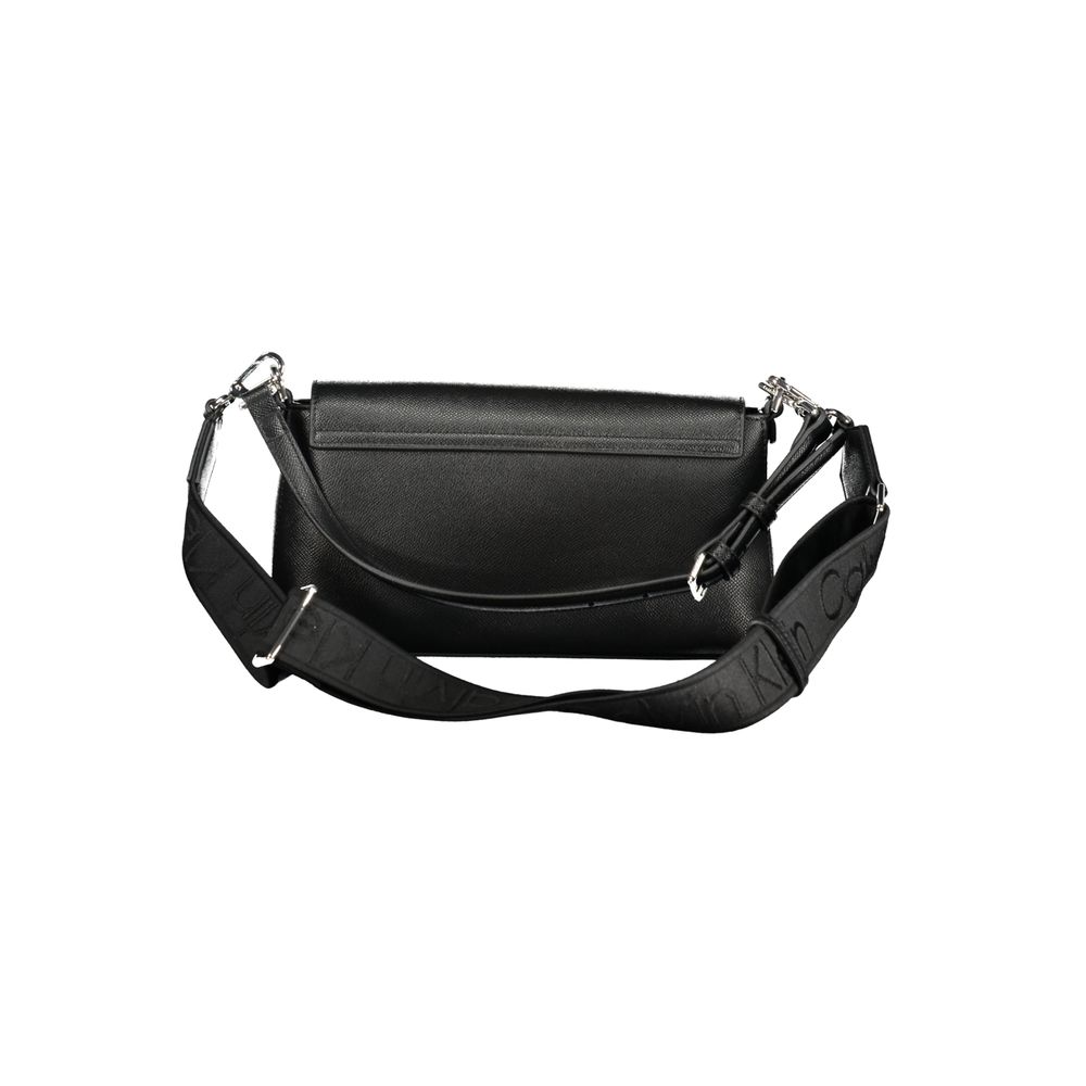 Calvin Klein Black Polyethylene Women Handbag with adjustable strap shown in back view