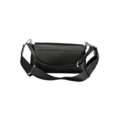 Calvin Klein Black Polyethylene Women Handbag with adjustable strap shown in back view