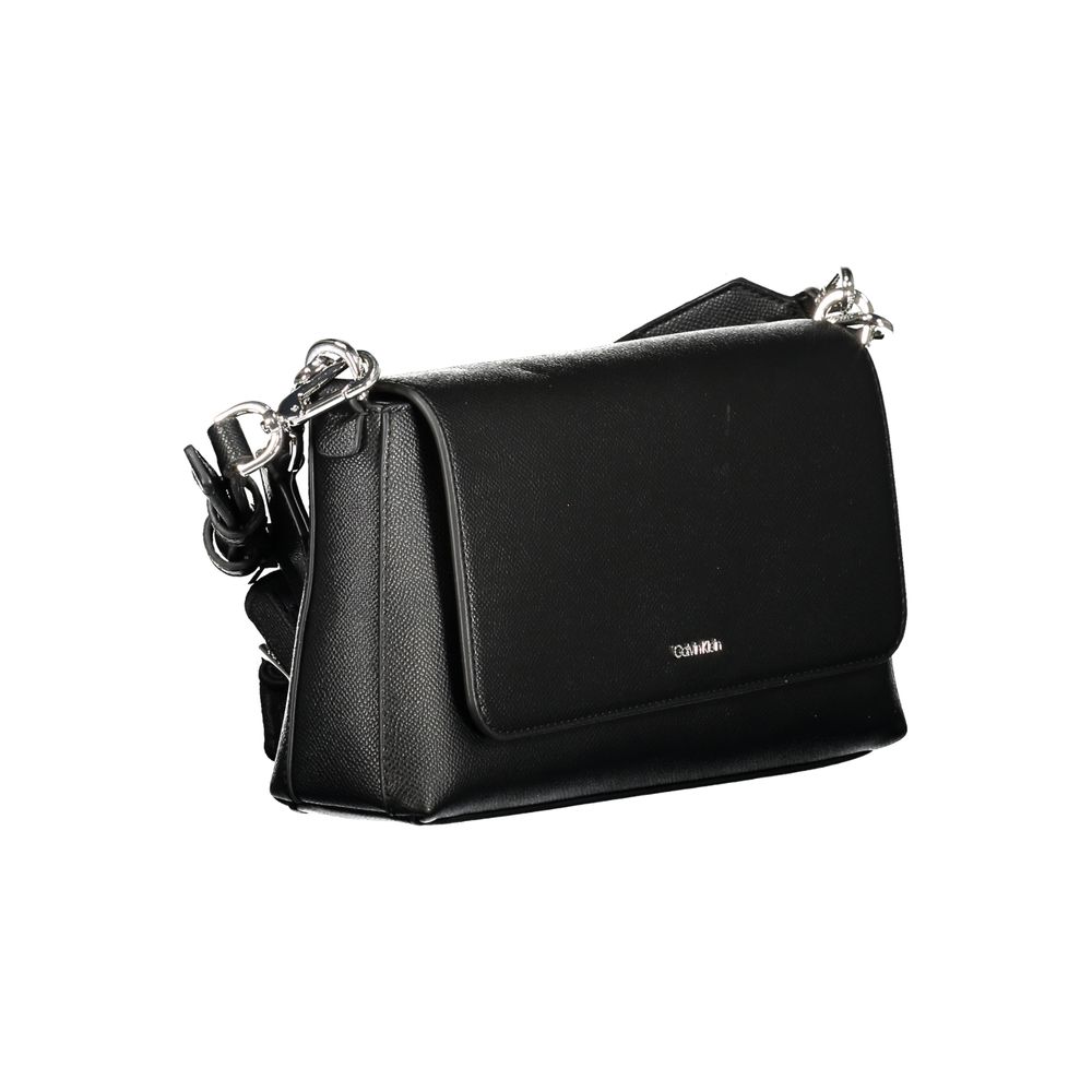 Calvin Klein Black Polyethylene Women Handbag, chic design with shoulder handle and optional strap for versatile styling.