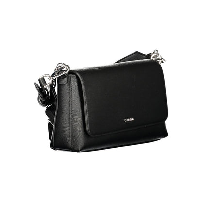 Calvin Klein Black Polyethylene Women Handbag, chic design with shoulder handle and optional strap for versatile styling.
