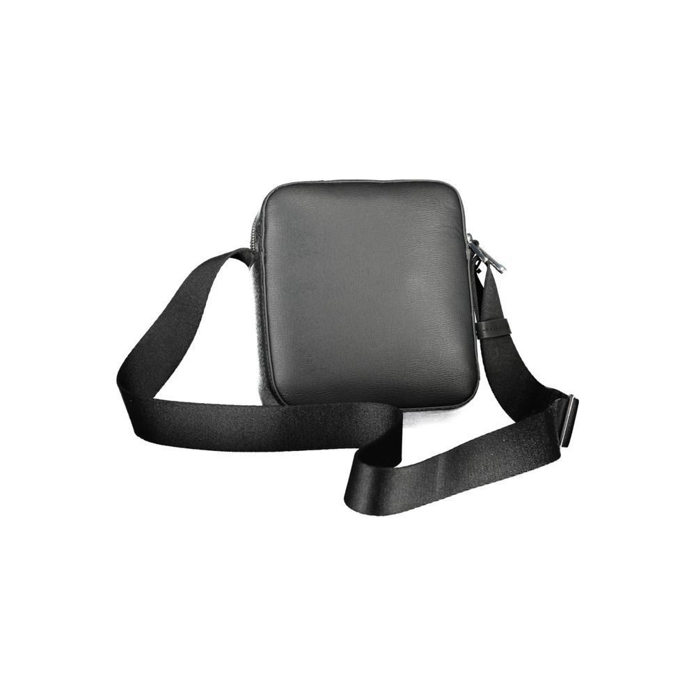 Calvin Klein Black Polyester Men Shoulder Bag with adjustable strap, made from recycled materials for eco-conscious fashion.