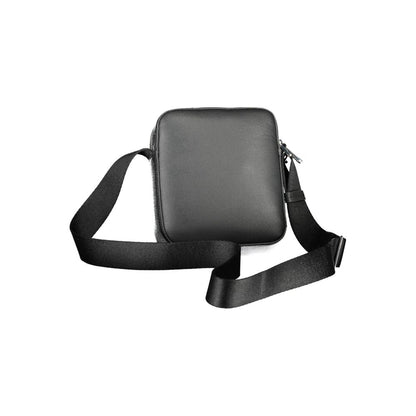 Calvin Klein Black Polyester Men Shoulder Bag with adjustable strap, made from recycled materials for eco-conscious fashion.