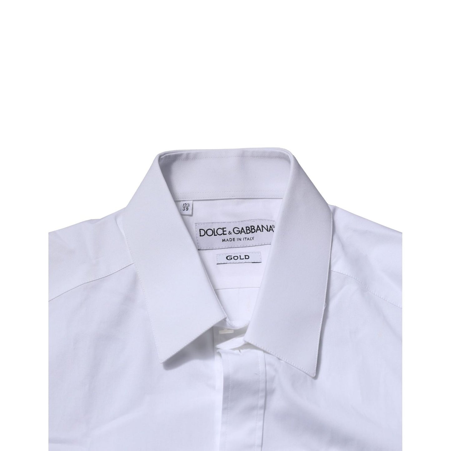 Dolce & Gabbana White Cotton GOLD Long Sleeves Formal Shirt