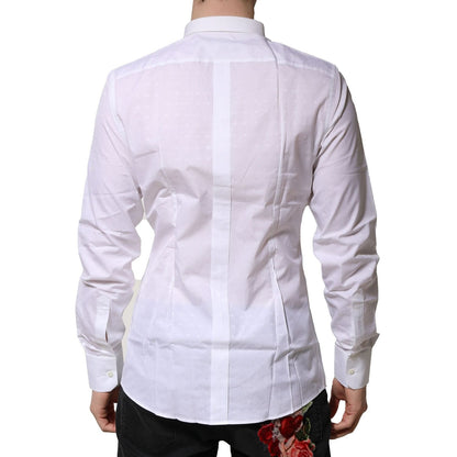 Dolce & Gabbana White Cotton GOLD Long Sleeves Formal Shirt