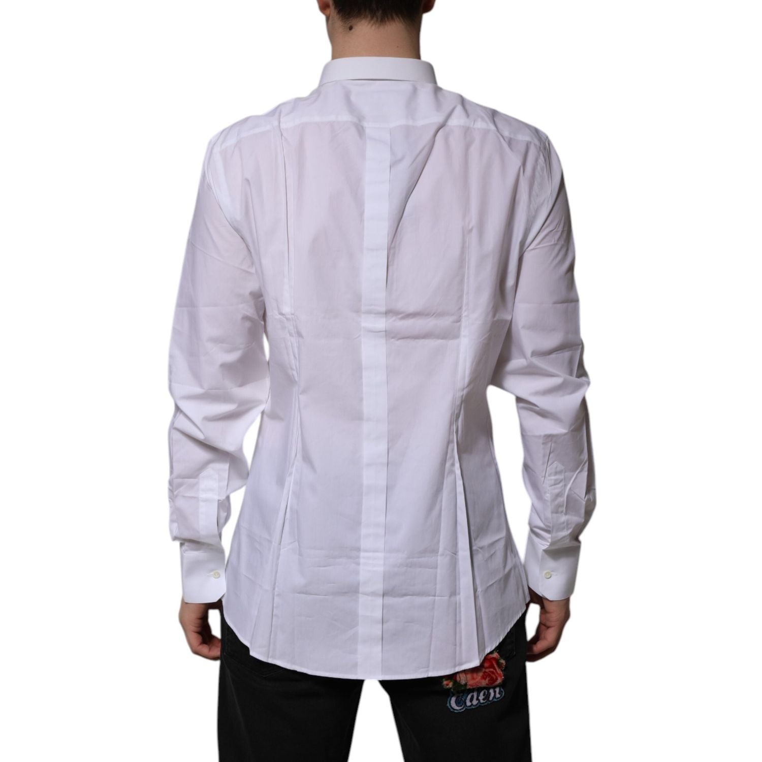 Dolce & Gabbana White Cotton GOLD Long Sleeves Formal Shirt