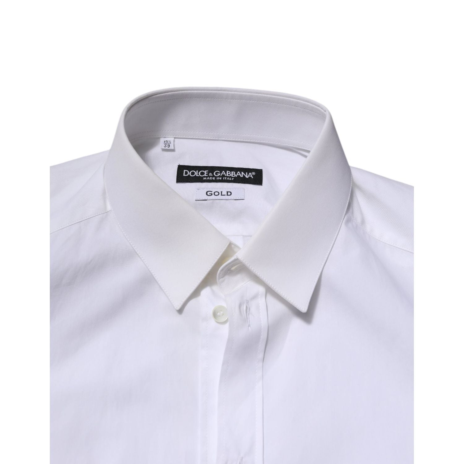 Dolce & Gabbana White Cotton GOLD Long Sleeves Formal Shirt